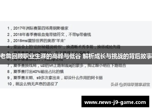 老詹回顾职业生涯的高峰与低谷 解析成长与挑战的背后故事 老詹回顾职业生涯的高峰与低谷 解析成长与挑战的背后故事